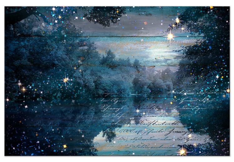 Crepúsculo turquesa (1 pieza) - lago nocturno entre los árboles