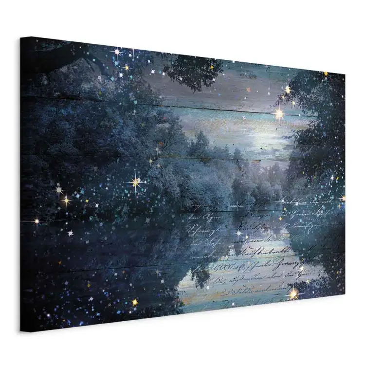 Crepúsculo turquesa - lago nocturno entre los árboles