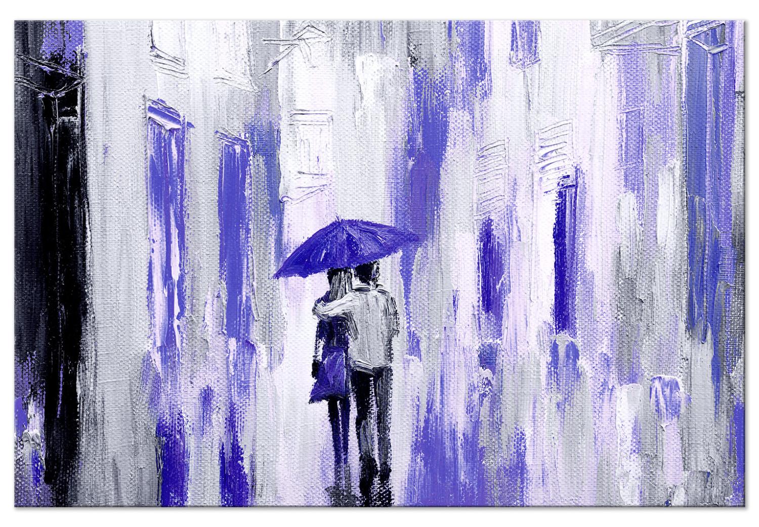 Cuadro Enamorados (1 pieza) - paisaje romántico bajo la lluvia