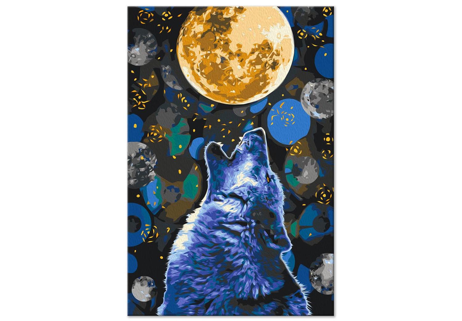  Dibujo para pintar con números Blue Howling Wolf