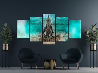 Cuadro decorativo Meditación turquesa (5 piezas) - figura de Buda al estilo Zen