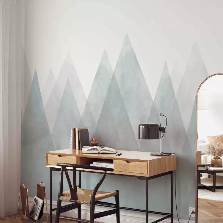 Fotomural decorativo Montañas triangulares - paisaje abstracto con figuras geométricas