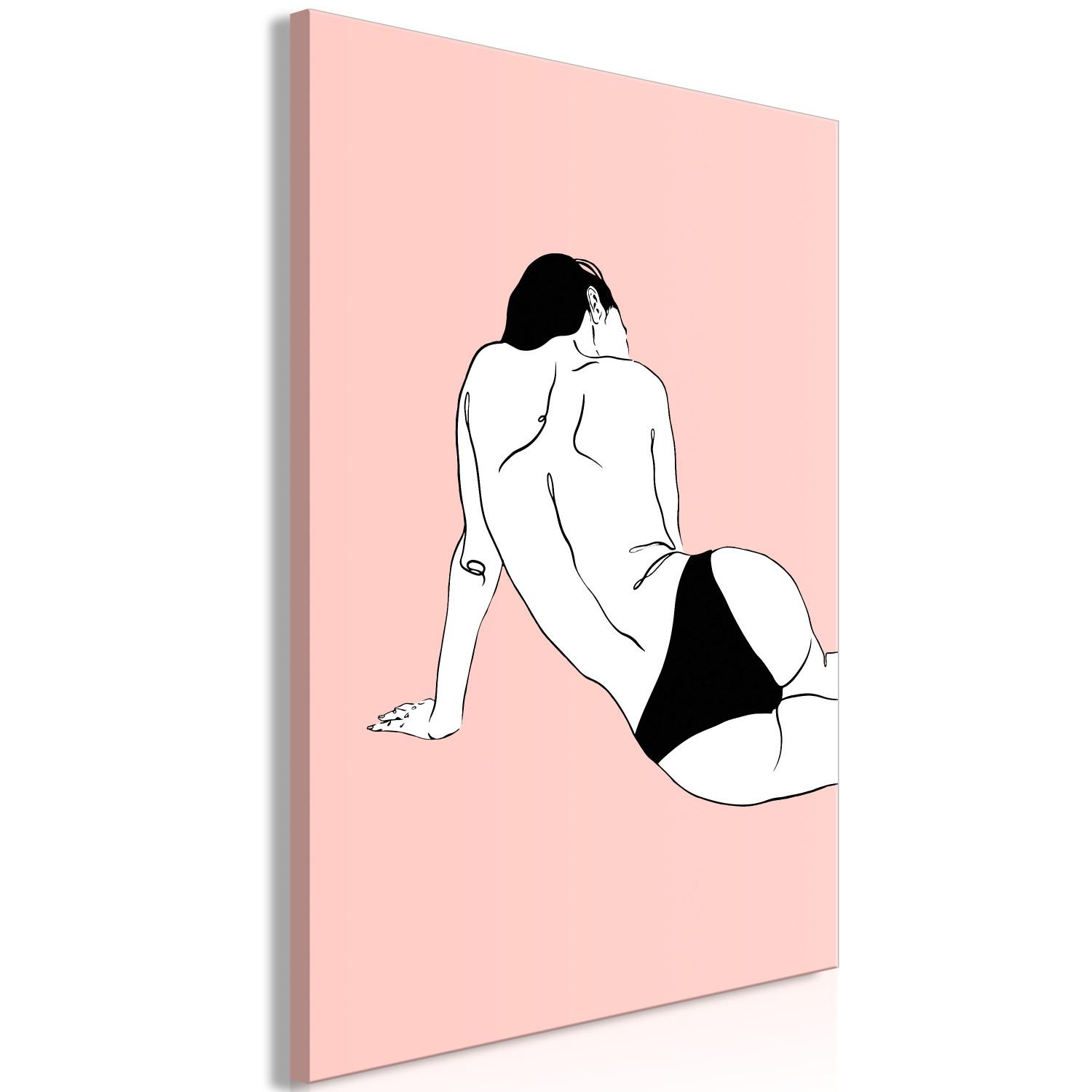 Cuadro Cuerpo femenino (1-pieza) vertical - figura femenina sobre fondo rosa