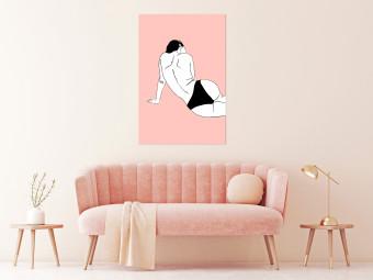 Cuadro Cuerpo femenino (1-pieza) vertical - figura femenina sobre fondo rosa
