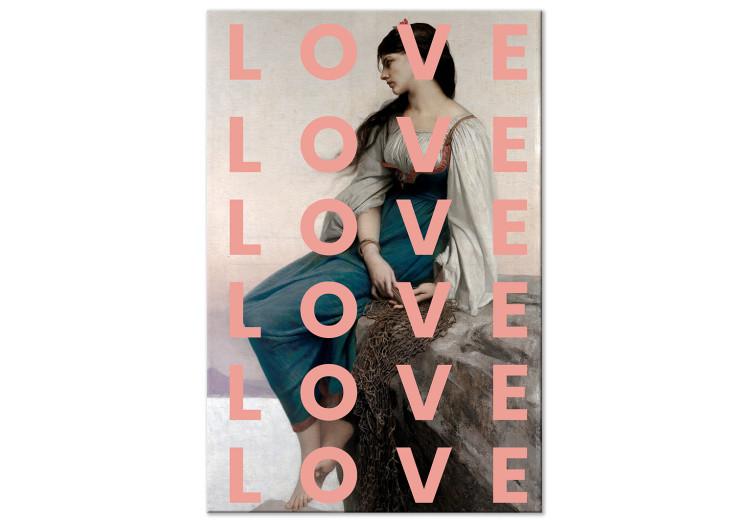 Great love (1 pieza) vertical - "love" y mujer escritos en el fondo
