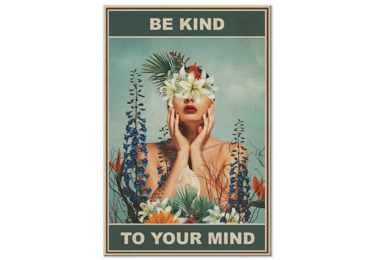 Be kind to your mind (1 pieza) vertical - mujer y flores de colores