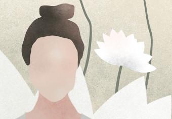 Cartel Yoga del amor - mujer meditando entre flores