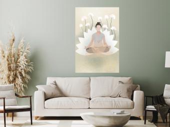 Cartel Yoga del amor - mujer meditando entre flores