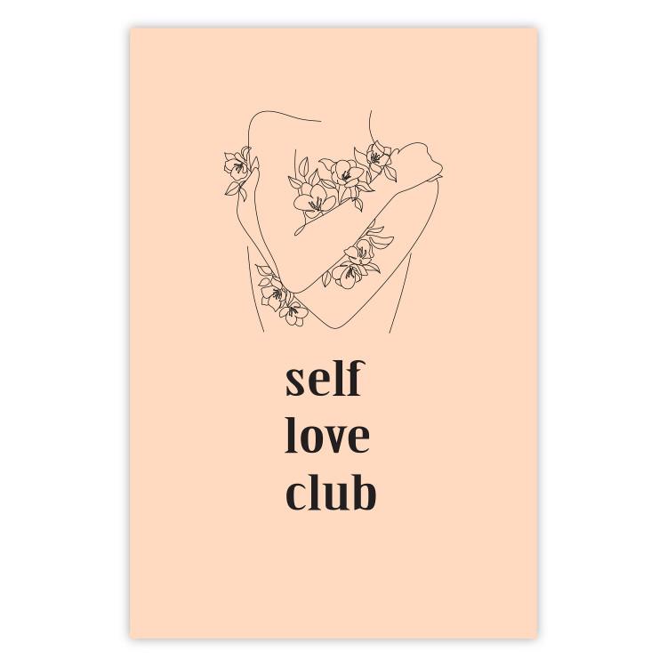 Club de amor propio - lineart de mujer y textos en pastel