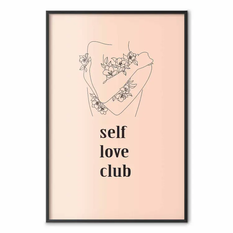 Club de amor propio - lineart de mujer y textos en pastel
