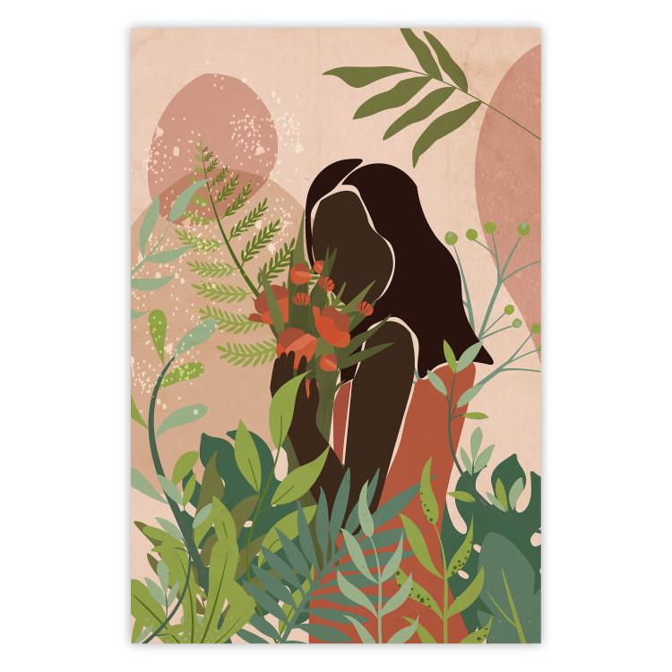 Mujer en vegetación - retrato negro entre plantas
