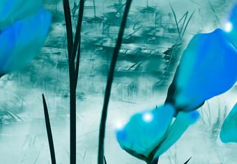Cuadro Amapolas esmeralda (1 parte) - flores bajo un cielo azul