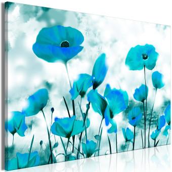 Cuadro Amapolas esmeralda (1 parte) - flores bajo un cielo azul