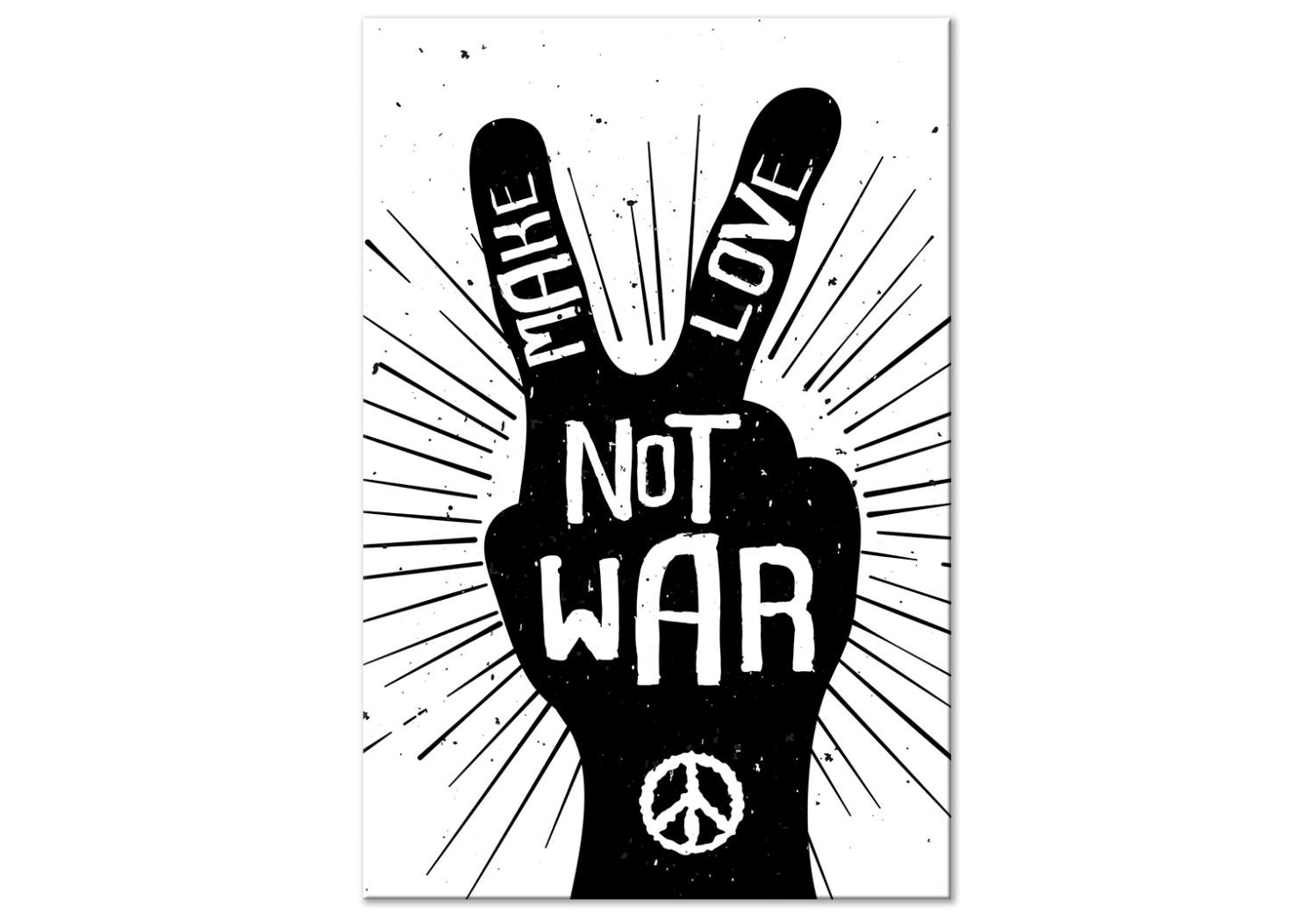 Cuadro moderno No a la guerra (1 parte) - signo en blanco y negro con letras