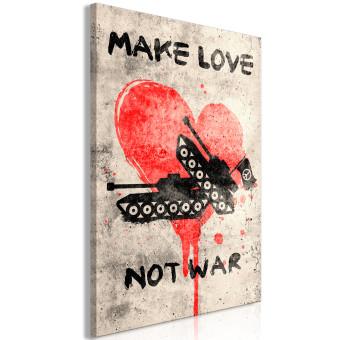 Cuadro moderno Haz el amor, no la guerra (1 parte) - tanques y letras con mensaje
