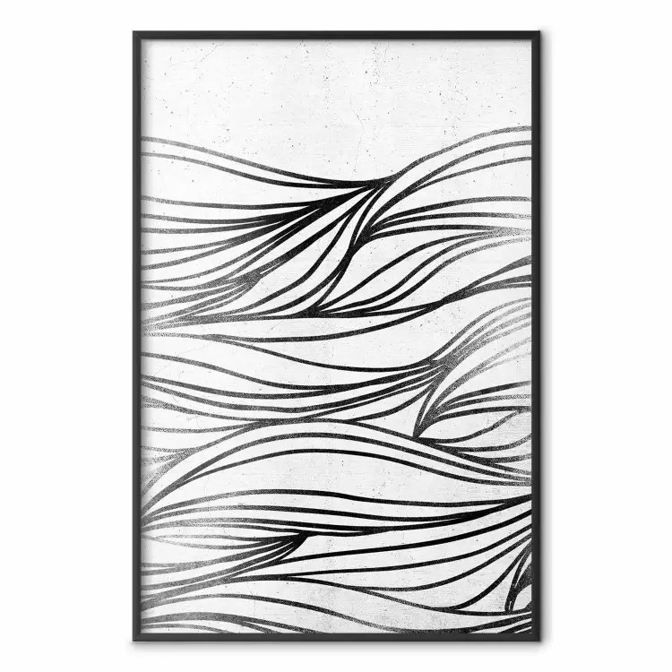 Dibujos en el agua - olas negras en forma de líneas sobre fondo gris