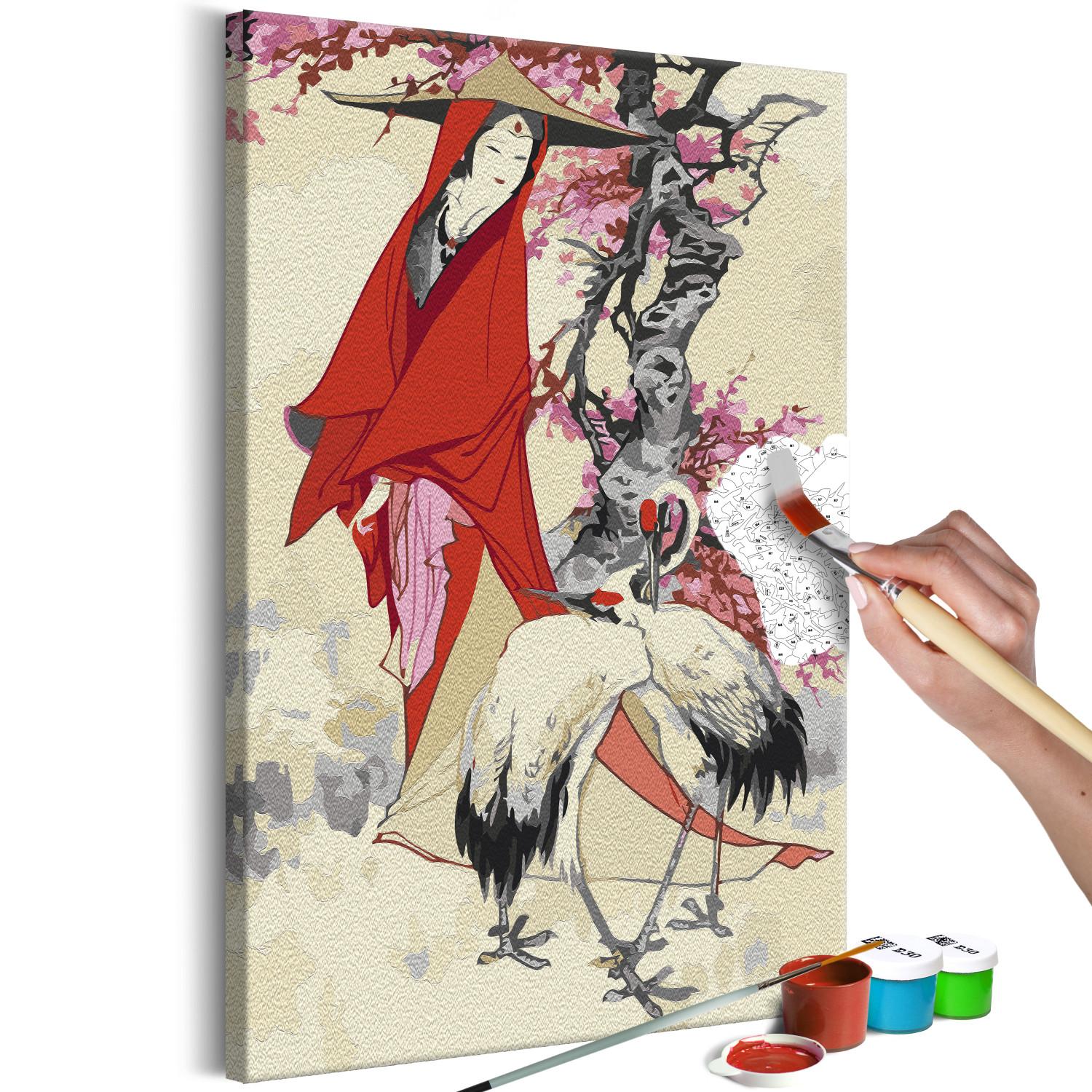 Cuadro para pintar con números Woman and Cranes 