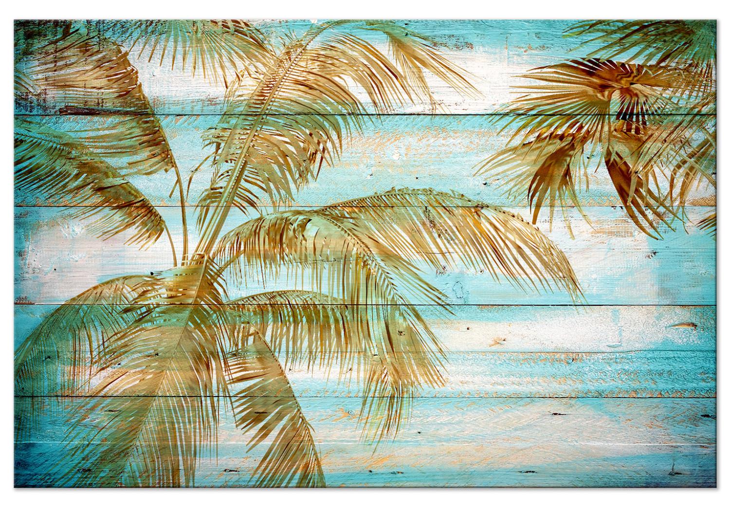 Cuadro decorativo Palmeras doradas (1 parte) - paisaje cálido, palmeras