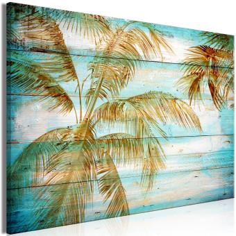 Cuadro decorativo Palmeras doradas (1 parte) - paisaje cálido, palmeras