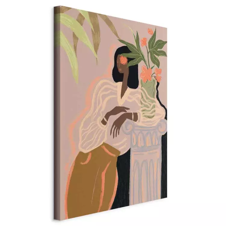 En espera (1 parte) - figura femenina y flores rosas