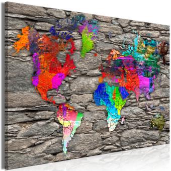 Cuadro moderno Continentes en piedras (1 parte) - mapa mundial en colores florales