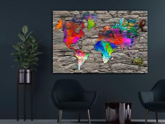 Cuadro moderno Continentes en piedras (1 parte) - mapa mundial en colores florales