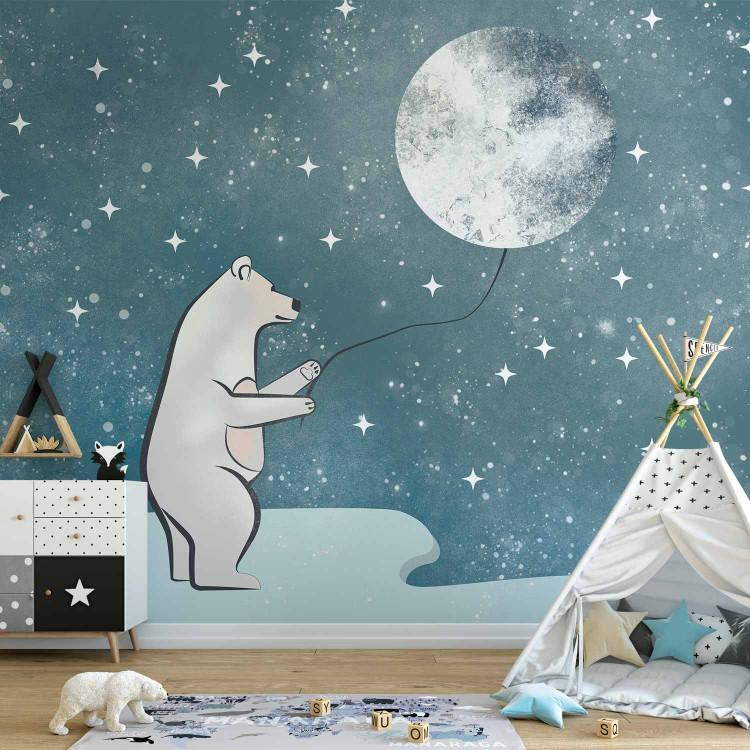 Fantasía de cuento - oso blanco con globo lunar para niños