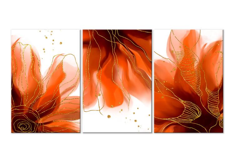 Tres flores llameantes (3 partes) - abstracción con motivo floral