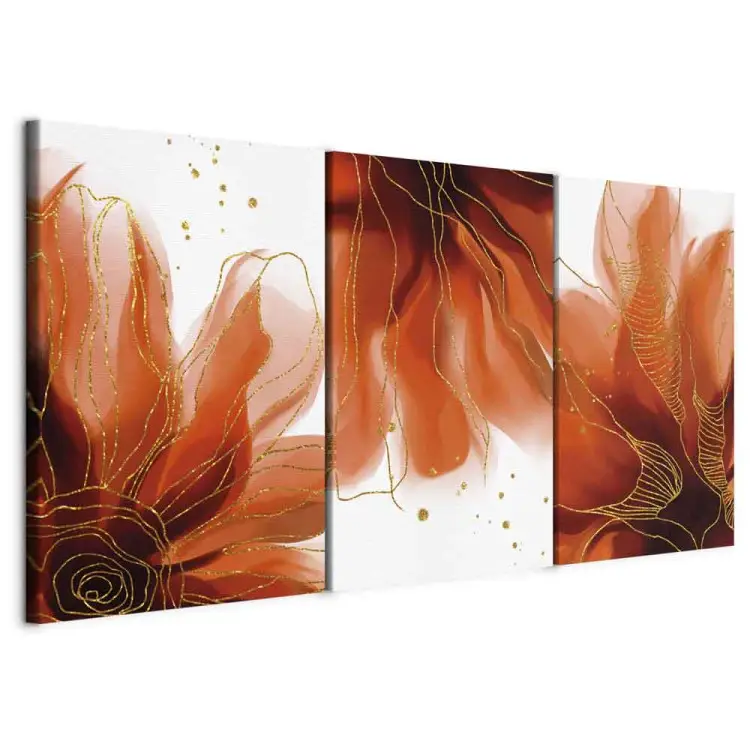 Tres flores llameantes (3 partes) - abstracción con motivo floral