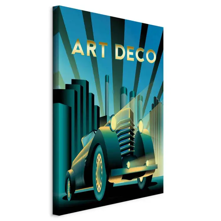 Auto retro - auto y escrito dorado al estilo art deco