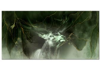 Cuadro decorativo Rey de los ciervos (1 parte) - animal majestuoso en el verde