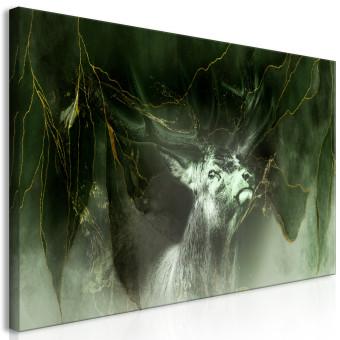 Cuadro decorativo Rey de los ciervos (1 parte) - animal majestuoso en el verde