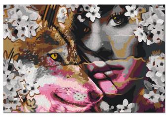 Cuadro para pintar por números Cherry Blossom, Wolf and the Girl
