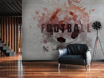 Fotomural decorativo Fútbol es mi hobby - motivo rojo con balón y texto en inglés