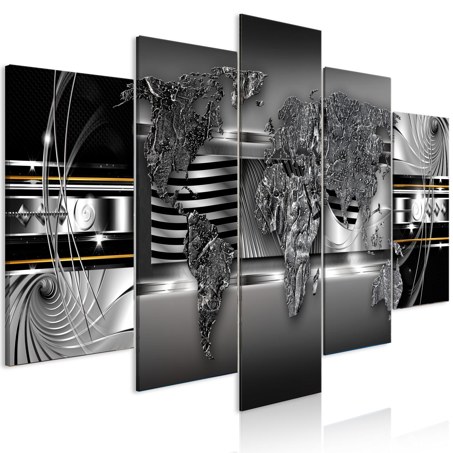 Cuadro decorativo Steel Map in Abstraction (5 Parts) Wide