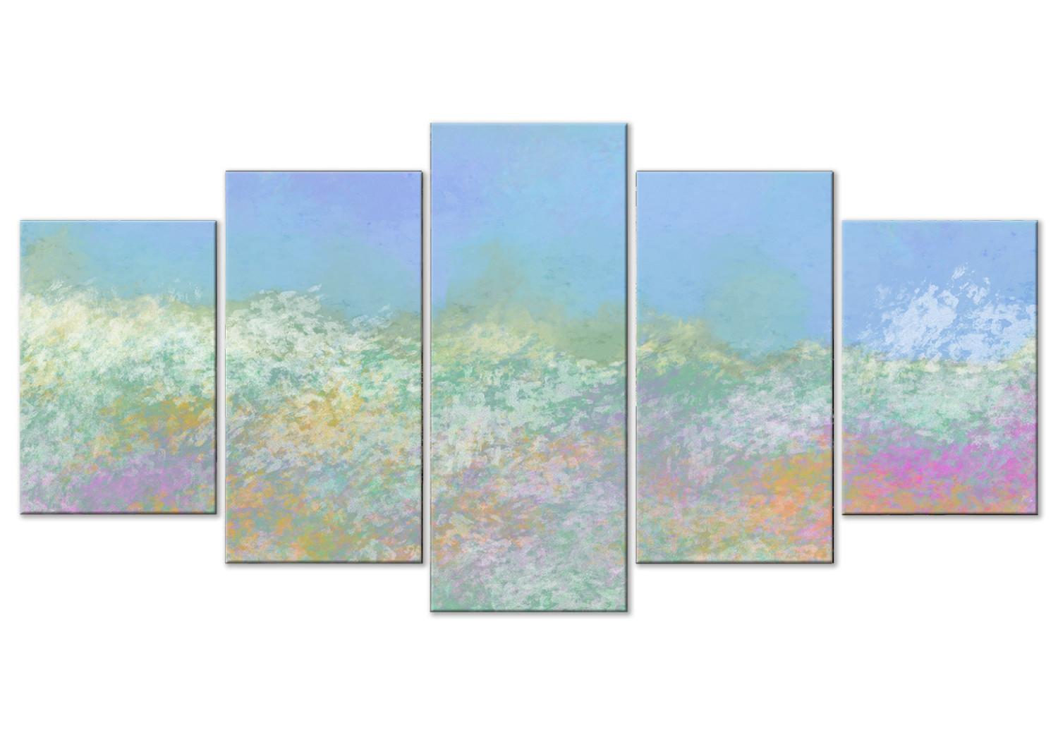 Cuadro Prado estival (5-pieza) amplio - abstracción en flores coloridas
