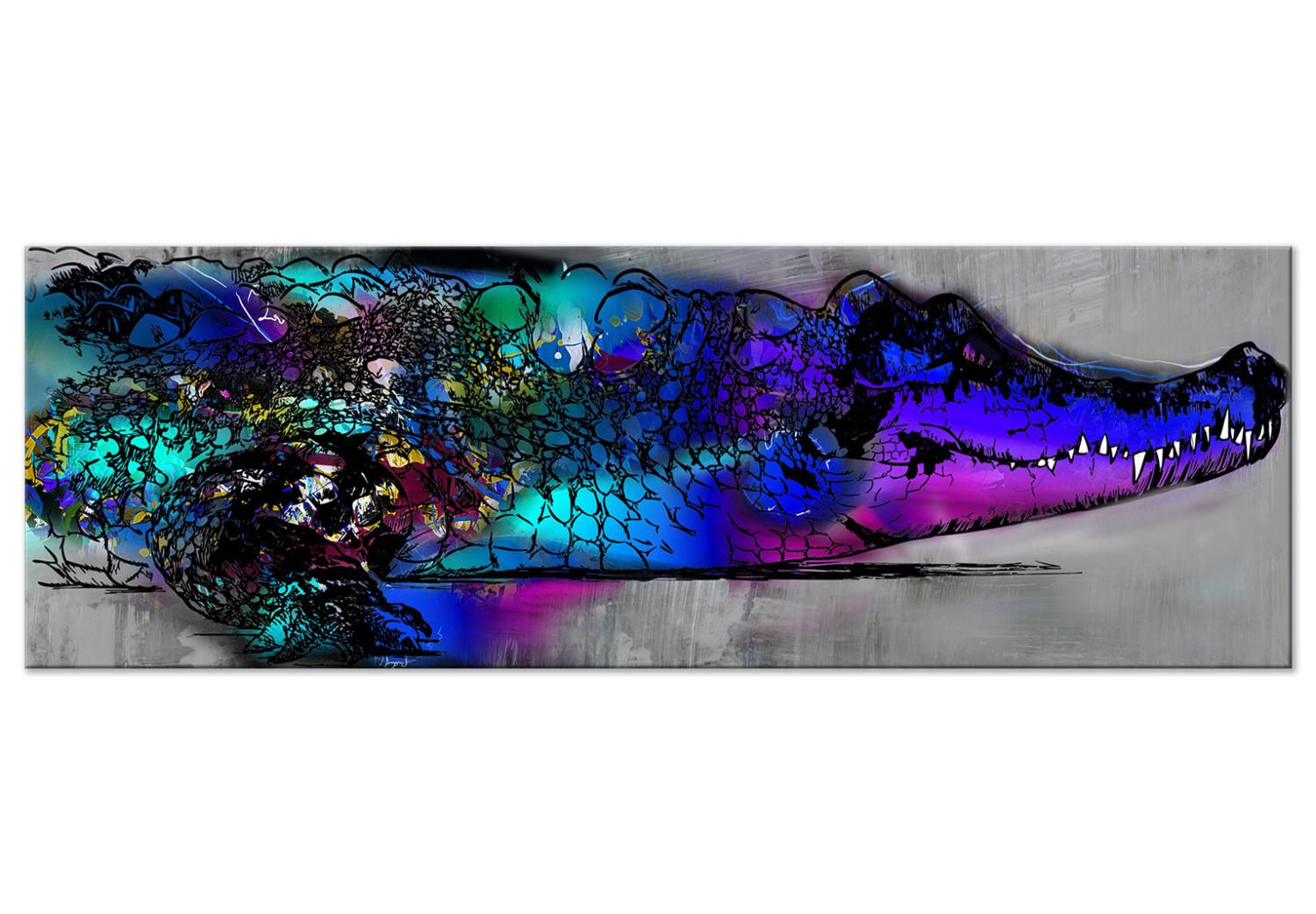 Cuadro decorativo Mi amigo el caimán (1-pieza) estrecho - colorido animal fluvial
