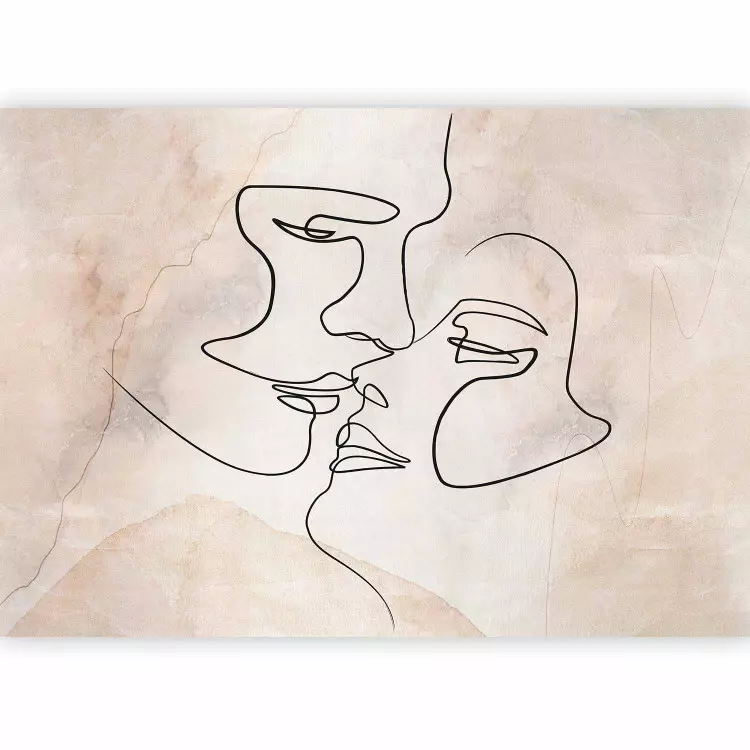 Beso de amor - gráfico de una pareja besándose en estilo line art