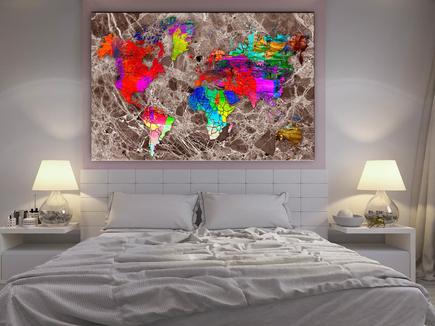 Cuadro decorativo Colorful World - Multicolored Abstract World Map