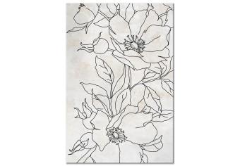 Cuadro decorativo Bosquejos Carbón (1-parte) - flores blanco y negro