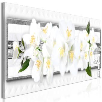Cuadro White Flowers - Spring Blooming on an Abstract Light Background