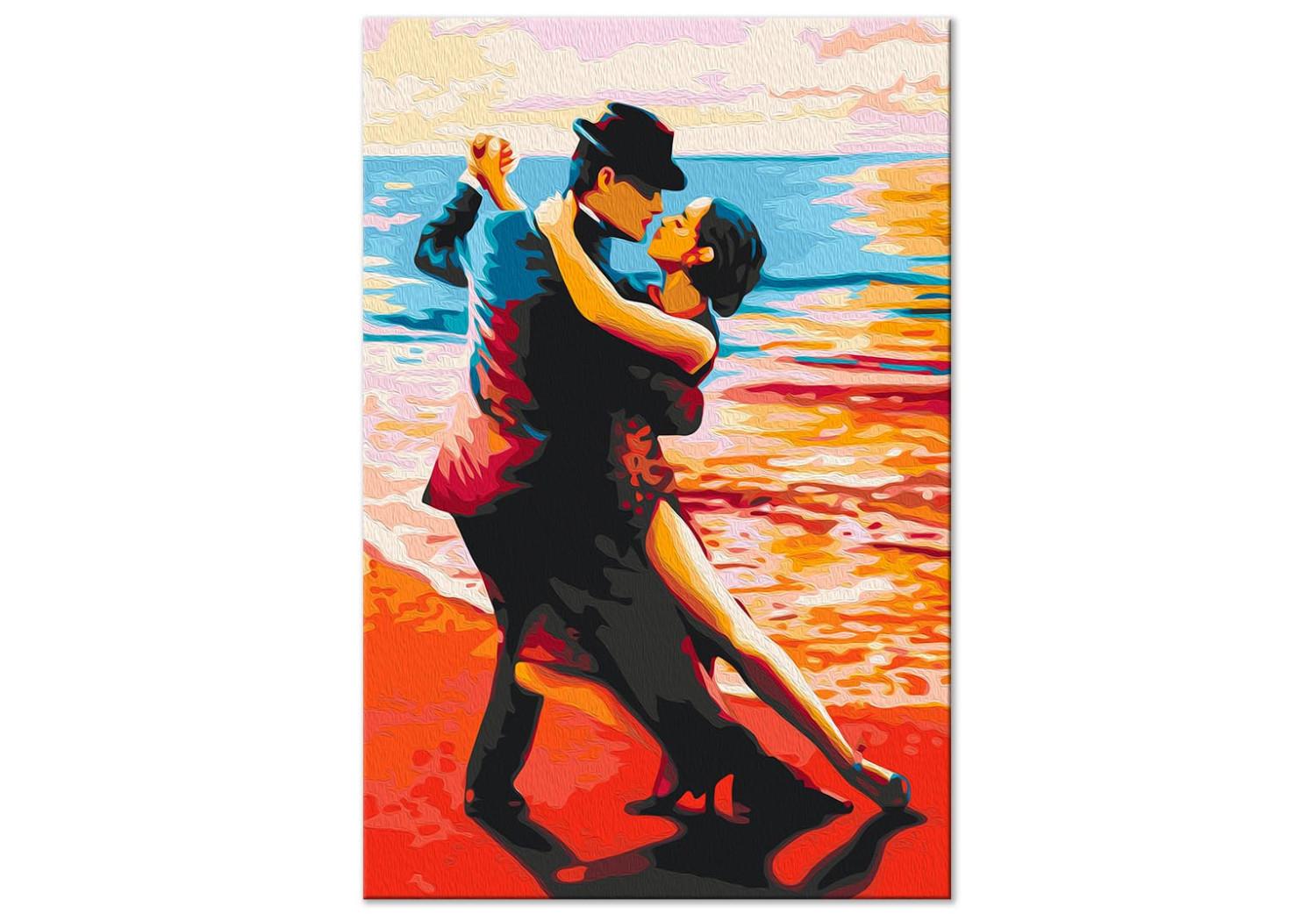  Dibujo para pintar con números Passionate Tango - Couple in Love Dancing in the Background of the Sea
