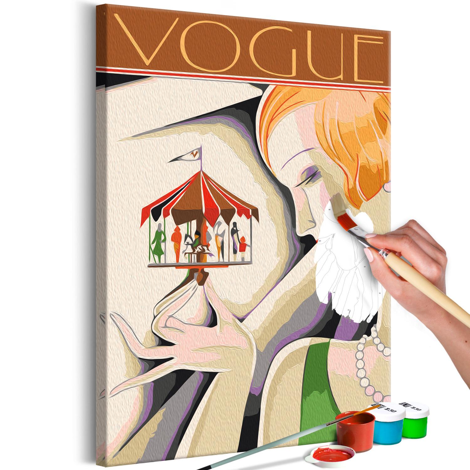 Cuadro para pintar por números Fashion Carousel - Smiling Woman With a Thumbnail in Her Hand