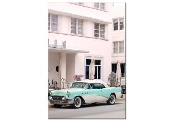 Cuadro Retro Style - Sunny Street in Pink Light and a Mint Car