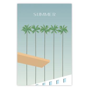 Cartel Summer Sun - Retro Style Holiday Artwork With Palm Trees by the Pool