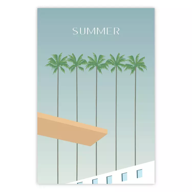 Summer Sun - Retro Style Holiday Artwork With Palm Trees by the Pool