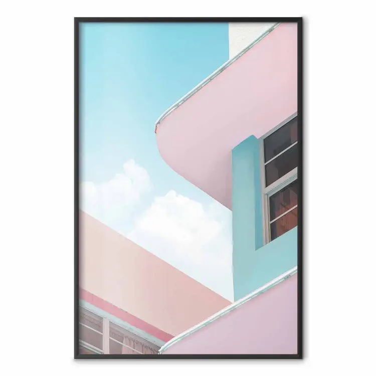 Edificio estilo Miami Beach - arquitectura minimalista de vacaciones