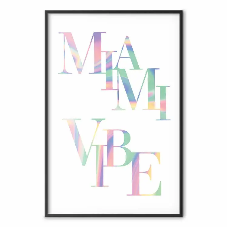 Miami Vibe - letras holográficas en colores pastel y verde azulado