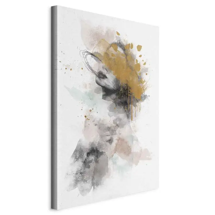 Suspiro dorado - retrato abstracto de rostro de mujer