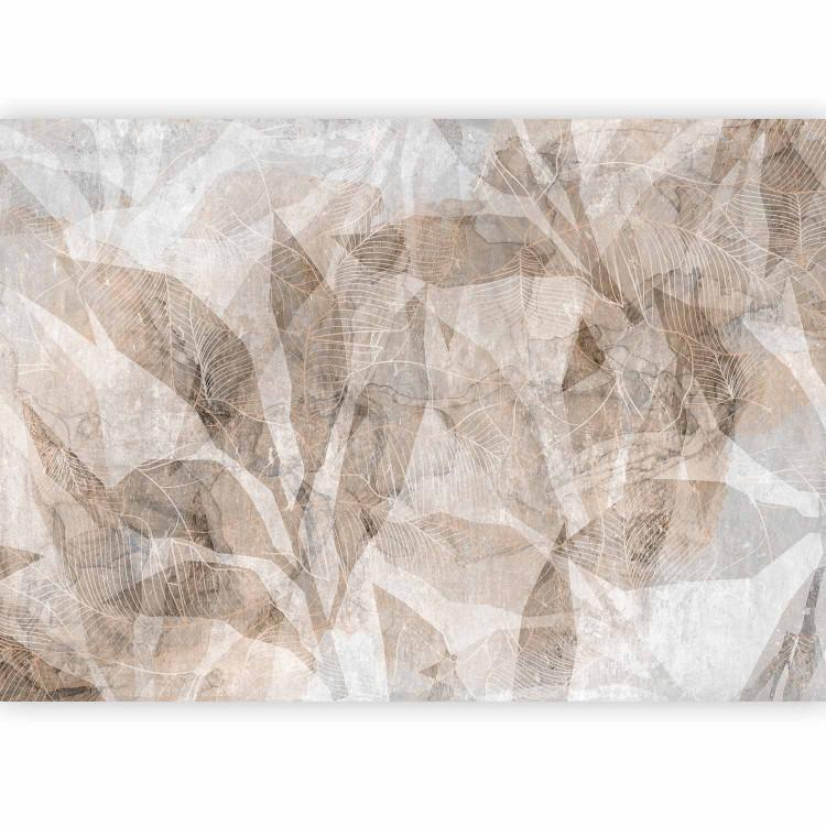 Sombra abstracta - formas entrelazadas y contornos de hojas - beige